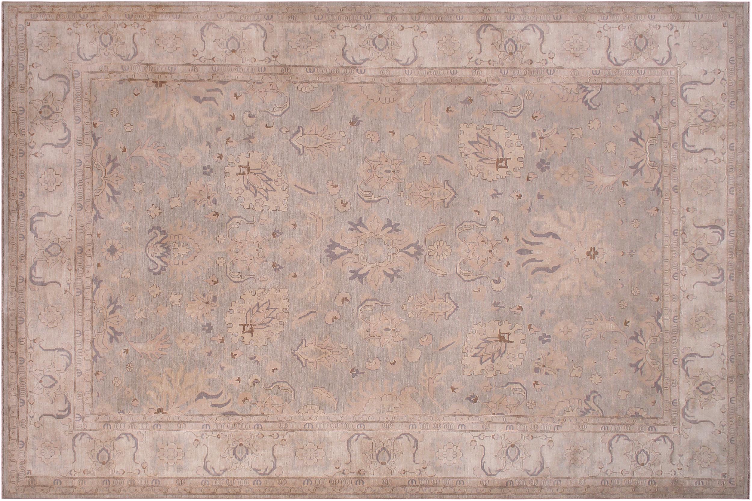 handmade Transitional Kafkaz Gray Tan Hand Knotted RECTANGLE 100% WOOL area rug 12' x 18'