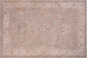 12x18 hand knotted transitional wool rug in gray and tan - Boho Chic Munro