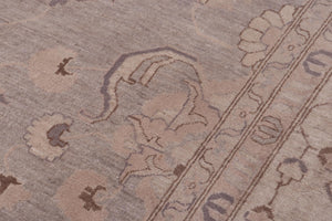 handmade Transitional Kafkaz Gray Tan Hand Knotted RECTANGLE 100% WOOL area rug 12' x 18'