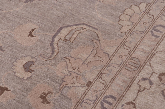 handmade Transitional Kafkaz Gray Tan Hand Knotted RECTANGLE 100% WOOL area rug 12' x 18'