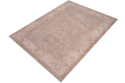 handmade Transitional Kafkaz Gray Tan Hand Knotted RECTANGLE 100% WOOL area rug 12' x 18'
