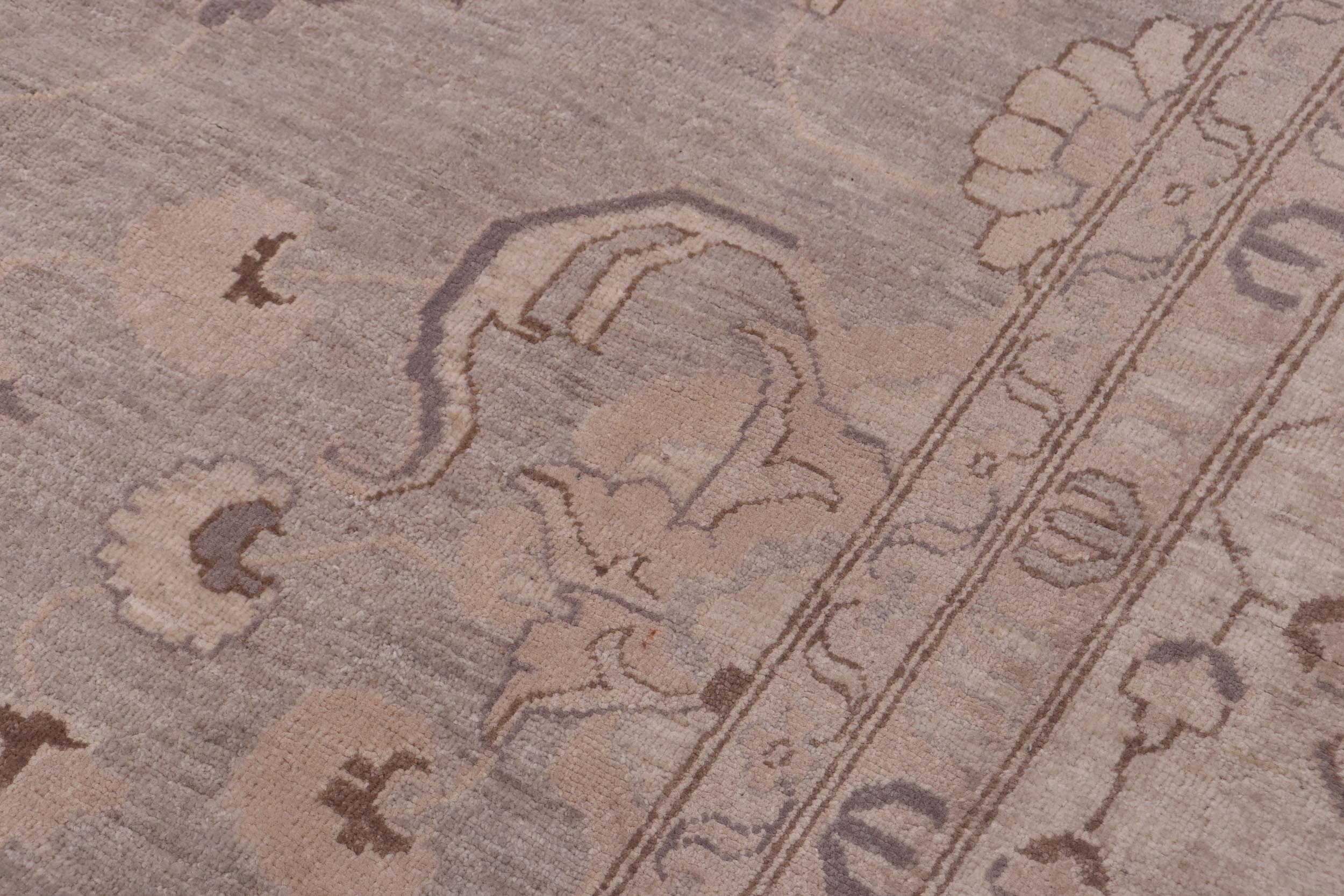 handmade Transitional Kafkaz Gray Tan Hand Knotted RECTANGLE 100% WOOL area rug 12' x 18'