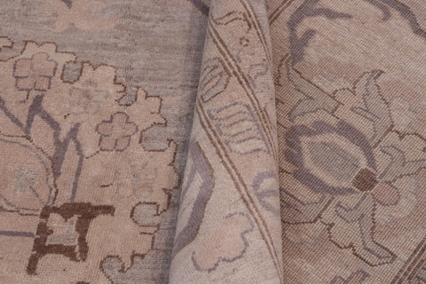 handmade Transitional Kafkaz Gray Tan Hand Knotted RECTANGLE 100% WOOL area rug 12' x 18'