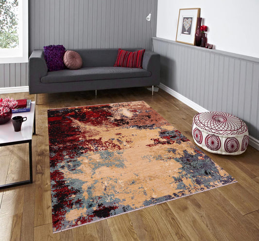 handmade Modern Modern Red Blue Hand Knotted RECTANGLE WOOL&SILK area rug 8' x 10'