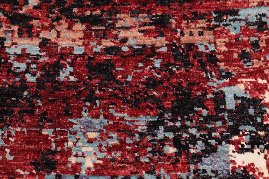 handmade Modern Modern Red Blue Hand Knotted RECTANGLE WOOL&SILK area rug 8 x 10