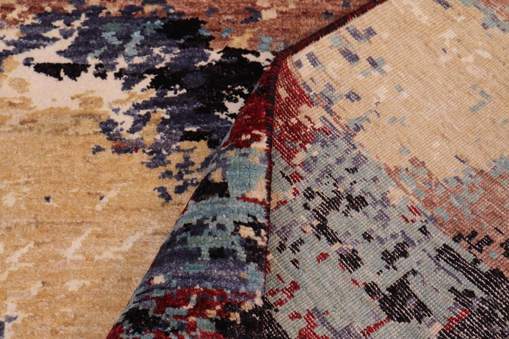 handmade Modern Modern Red Blue Hand Knotted RECTANGLE WOOL&SILK area rug 8 x 10