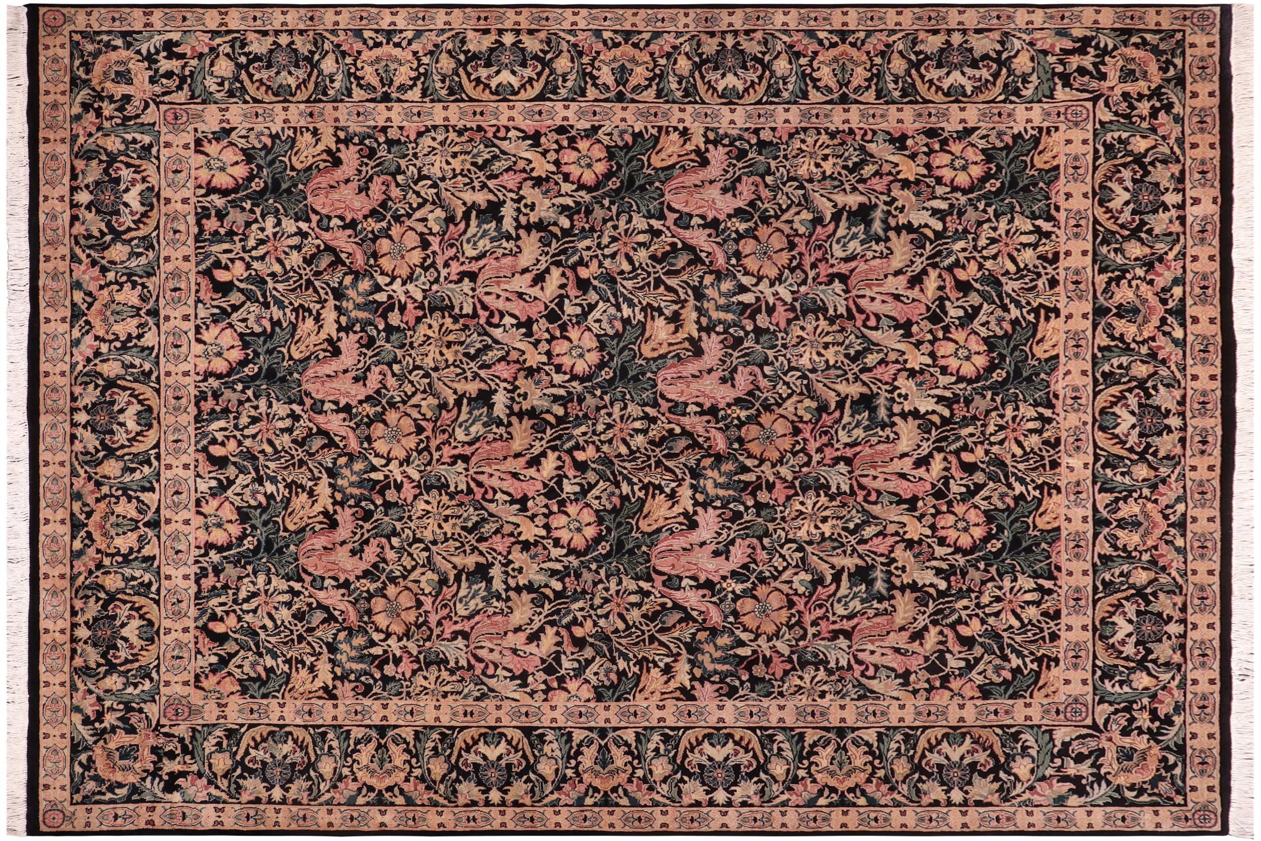 handmade Transitional Gulshanayub Black Beige Hand Knotted RECTANGLE 100% WOOL area rug 8x10