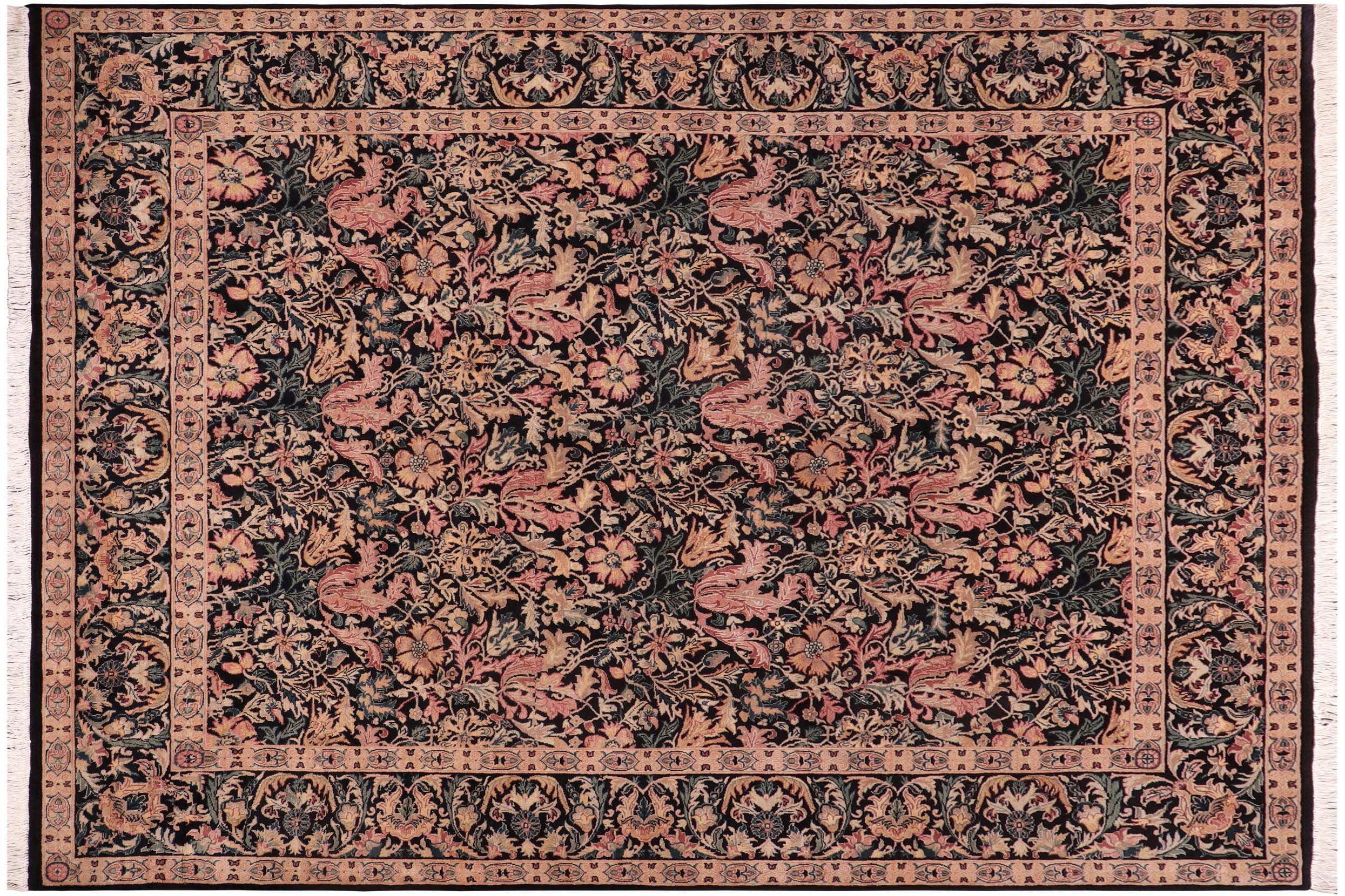 handmade Transitional Gulshanayub Black Beige Hand Knotted RECTANGLE 100% WOOL area rug 8x10