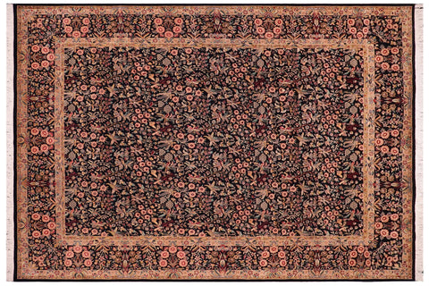 handmade Transitional Gulshan Black Black Hand Knotted RECTANGLE 100% WOOL area rug 9x12