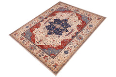 handmade Traditional Kafkaz Beige Blue Hand Knotted RECTANGLE 100% WOOL area rug 10 x 13