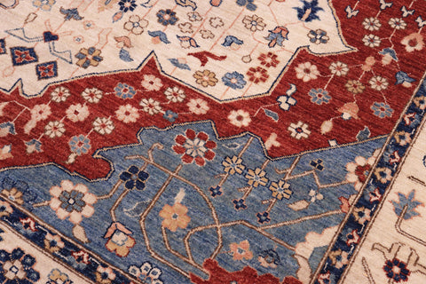 handmade Traditional Kafkaz Beige Blue Hand Knotted RECTANGLE 100% WOOL area rug 10' x 13'