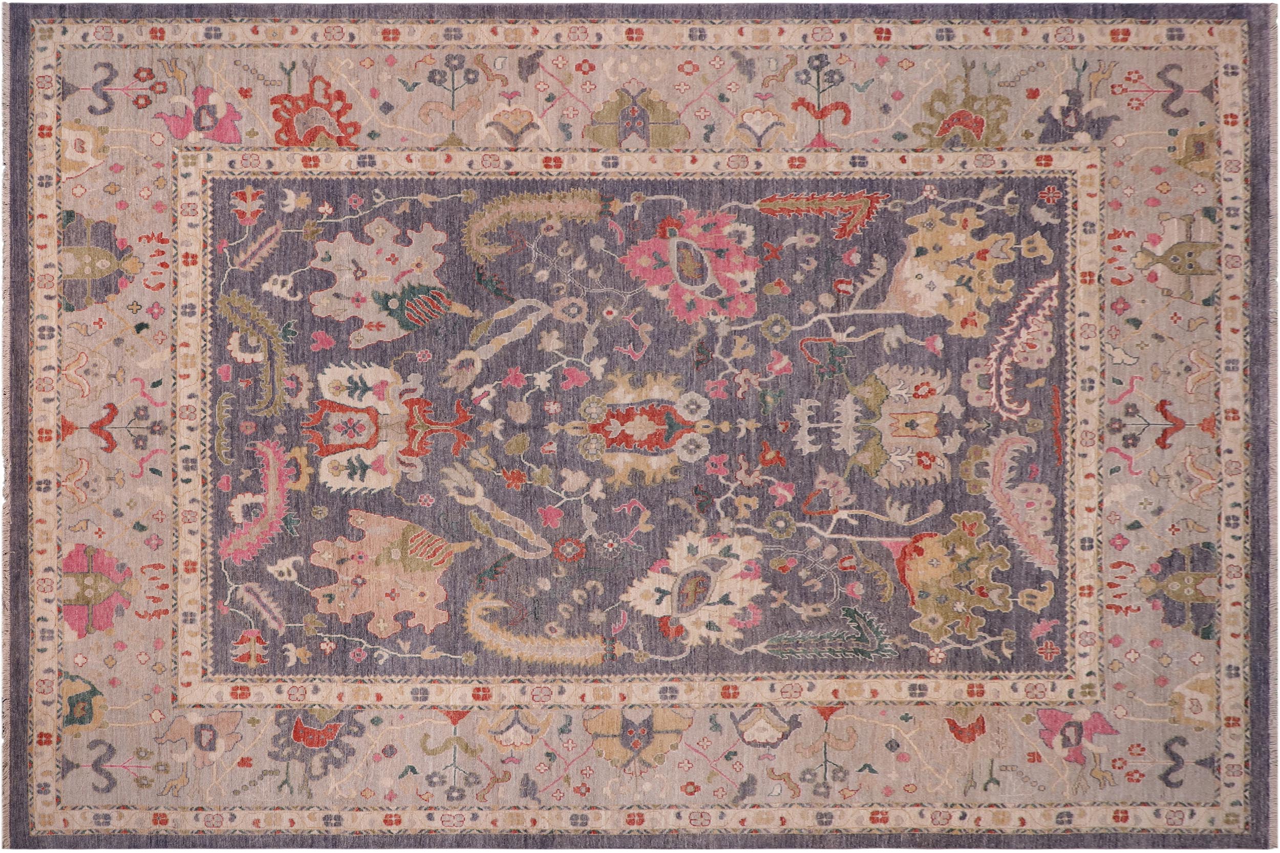 handmade Traditional Oushak Gray Beige Hand Knotted RECTANGLE 100% WOOL area rug 12' x 15'