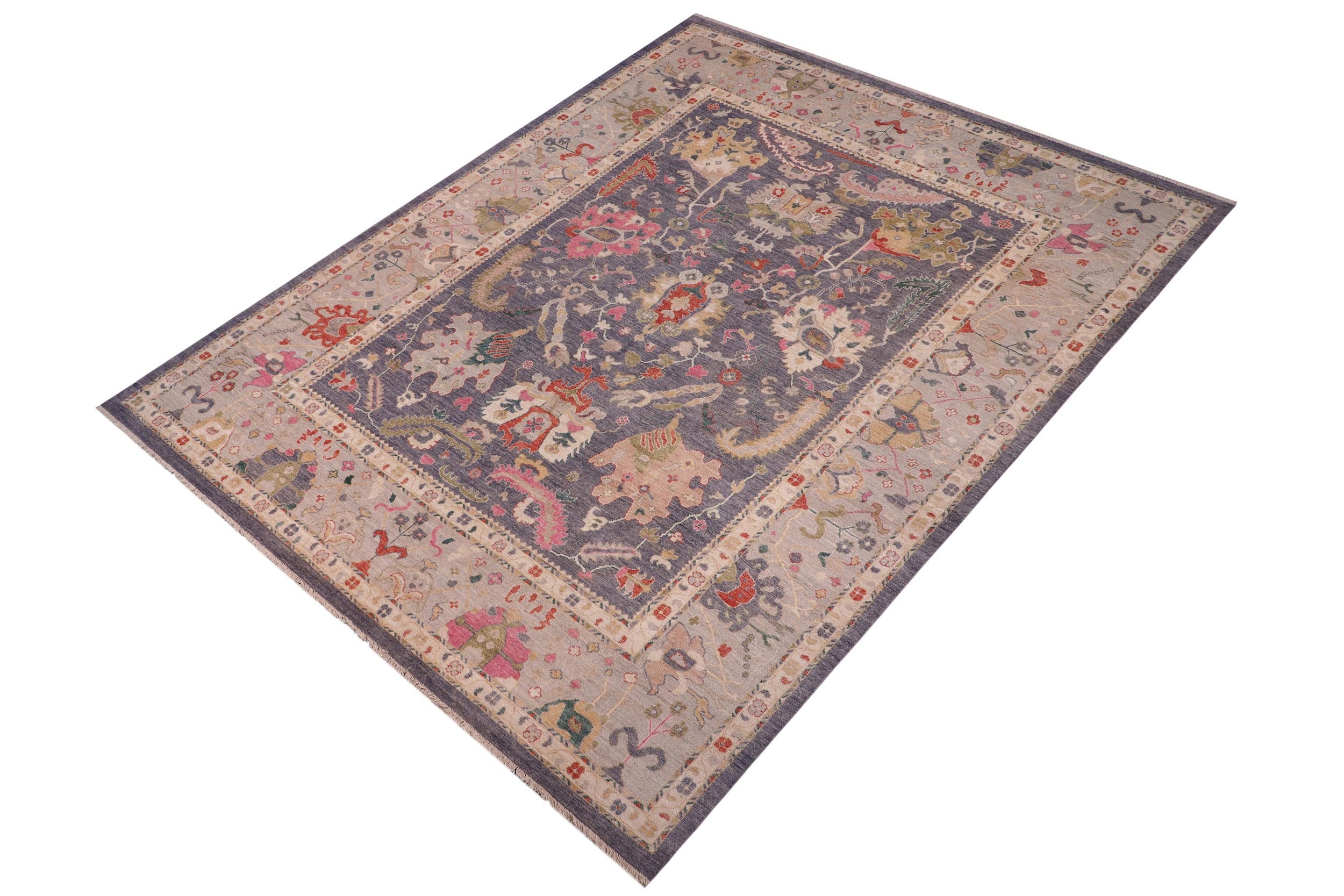 handmade Traditional Oushak Gray Beige Hand Knotted RECTANGLE 100% WOOL area rug 12' x 15'