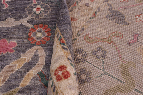 handmade Traditional Oushak Gray Beige Hand Knotted RECTANGLE 100% WOOL area rug 12' x 15'