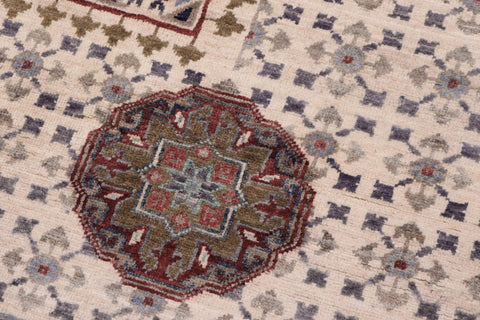 handmade Geometric Mamluk Beige Gray Hand Knotted RECTANGLE 100% WOOL area rug 12 x 16