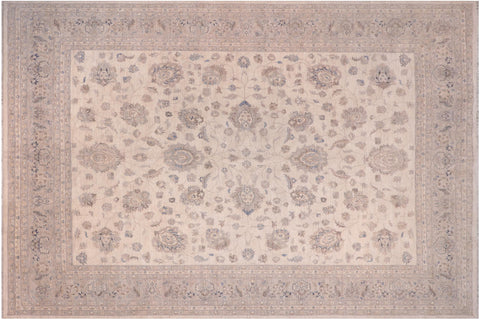 handmade Traditional Kafkaz Beige Tan Hand Knotted RECTANGLE 100% WOOL area rug 12x15