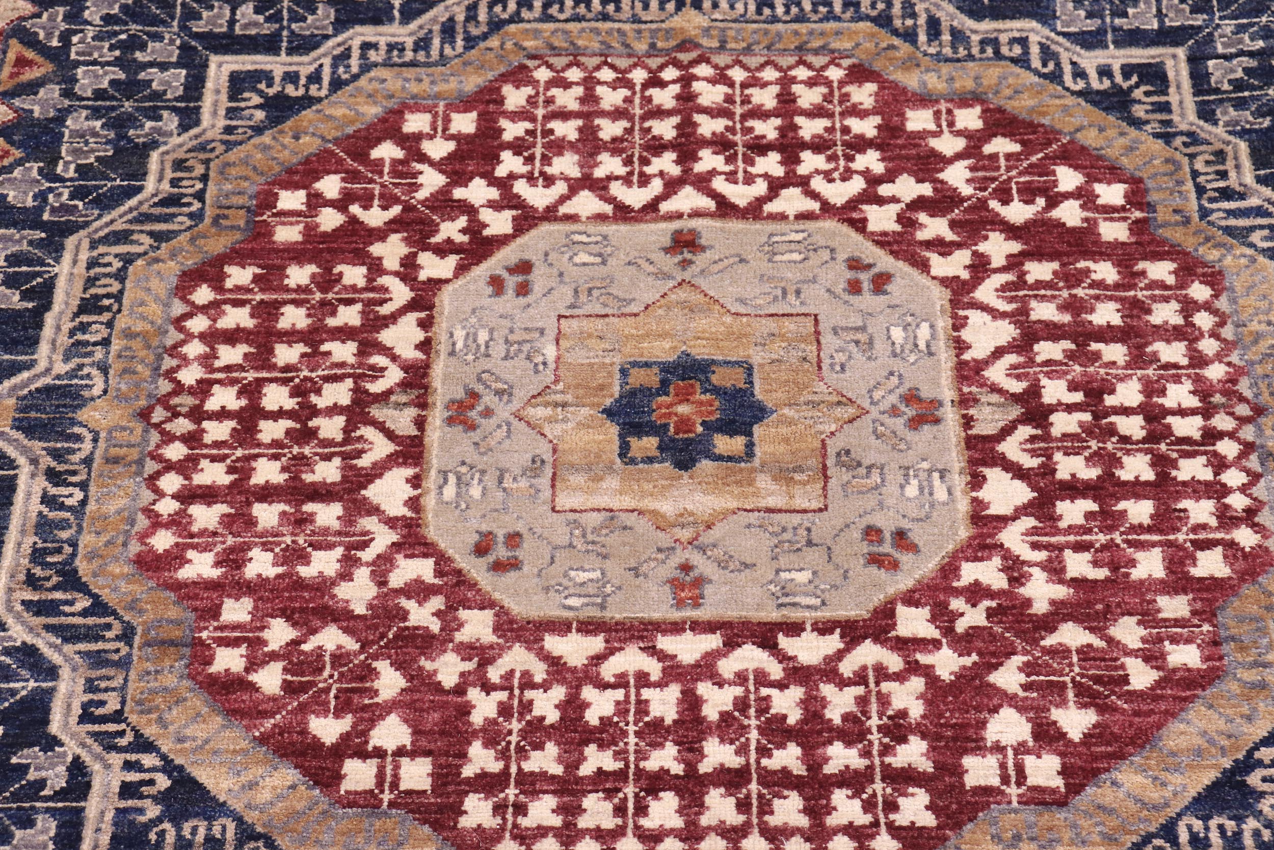 handmade Geometric Mamluk Beige Burgundy Hand Knotted RECTANGLE 100% WOOL area rug 10 x 14
