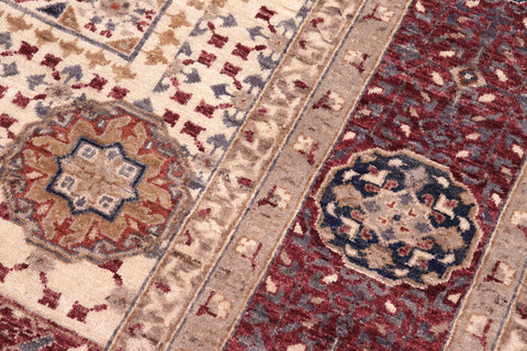 handmade Geometric Mamluk Beige Burgundy Hand Knotted RECTANGLE 100% WOOL area rug 10 x 14