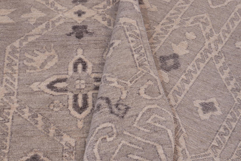 handmade Modern Kafkaz Blue Tan Hand Knotted RECTANGLE 100% WOOL area rug 12' x 15'