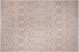 12x15 hand knotted modern wool rug in blue and tan - Chic Griffin