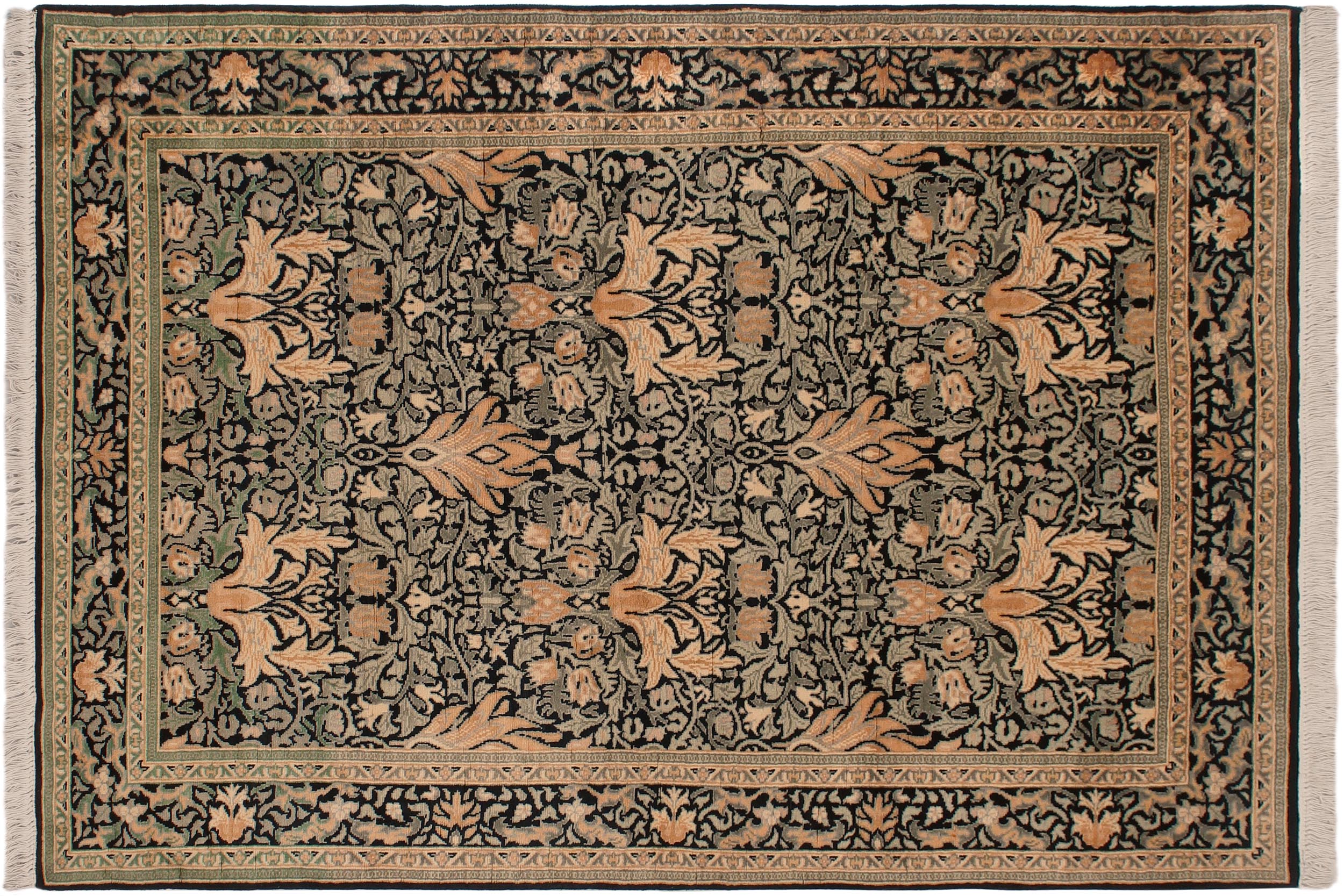 handmade Transitional Snakehead Black Green Hand Knotted RECTANGLE 100% WOOL area rug 4x6