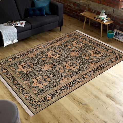 handmade Transitional Snakehead Black Green Hand Knotted RECTANGLE 100% WOOL area rug 4x6