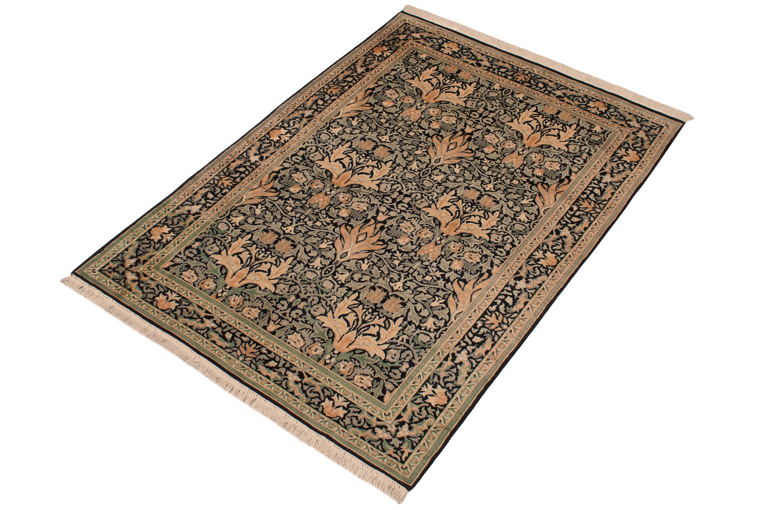 handmade Transitional Snakehead Black Green Hand Knotted RECTANGLE 100% WOOL area rug 4x6