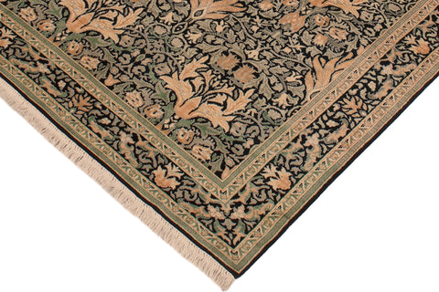 handmade Transitional Snakehead Black Green Hand Knotted RECTANGLE 100% WOOL area rug 4x6