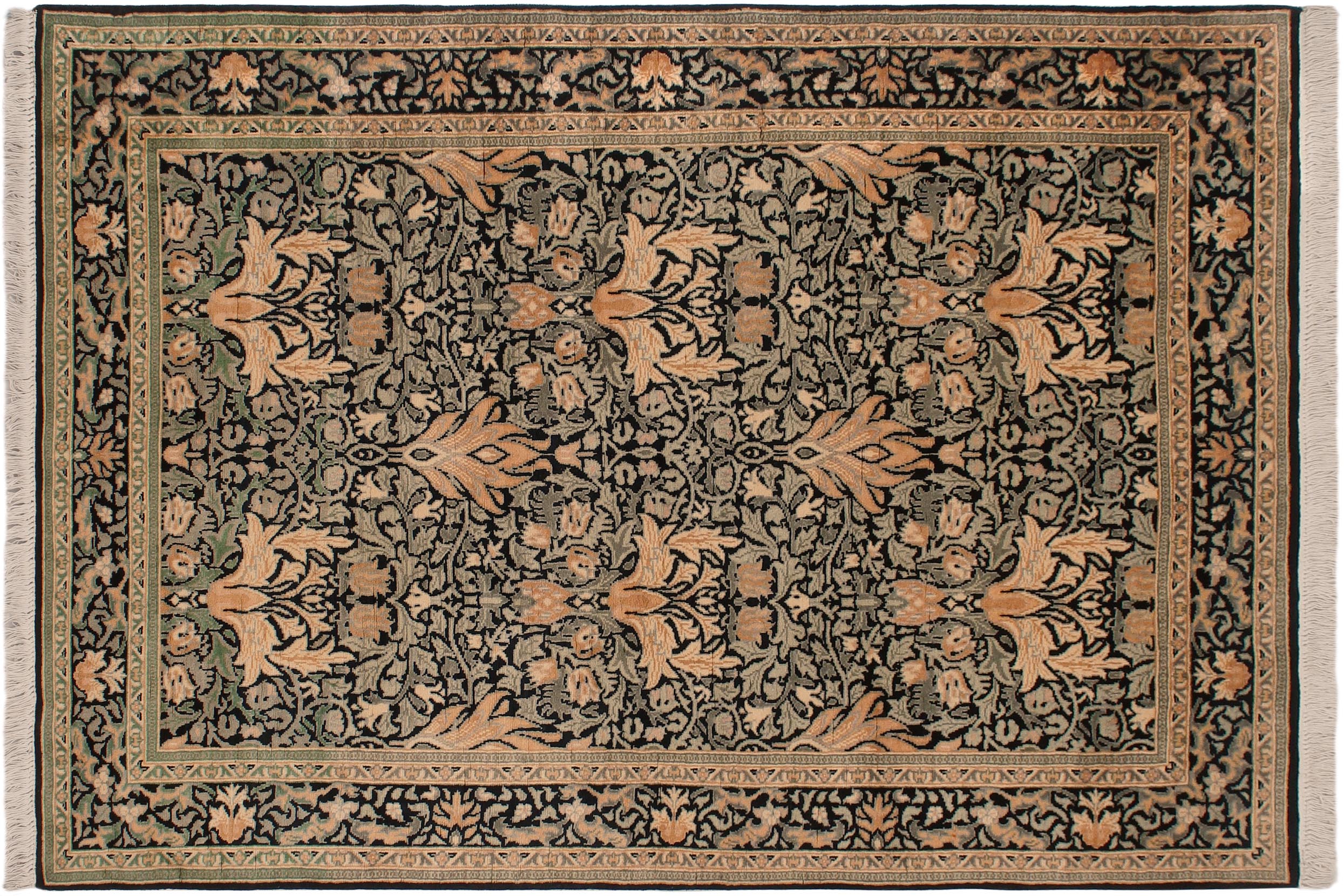 handmade Transitional Snakehead Black Green Hand Knotted RECTANGLE 100% WOOL area rug 4x6