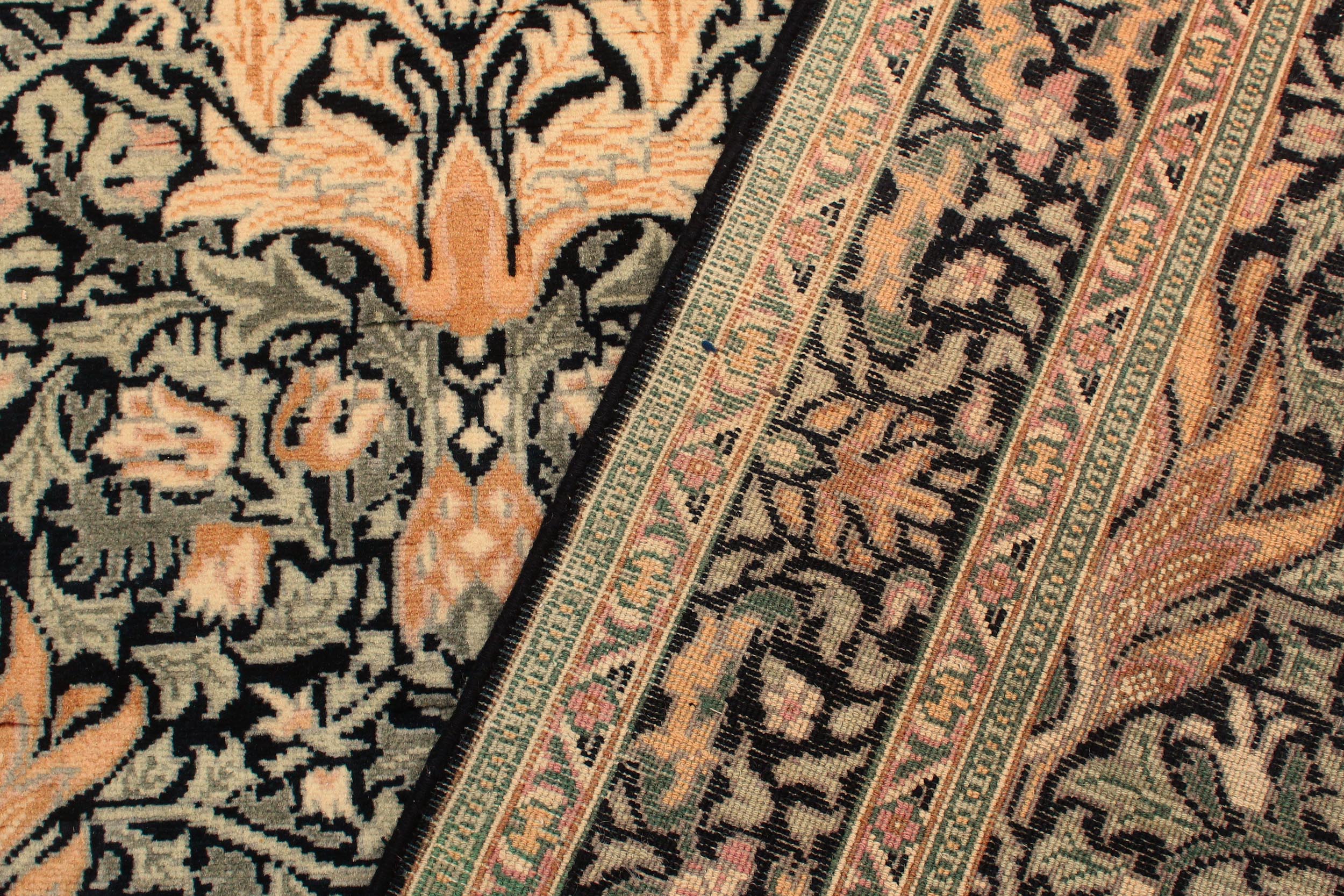 handmade Transitional Snakehead Black Green Hand Knotted RECTANGLE 100% WOOL area rug 4x6