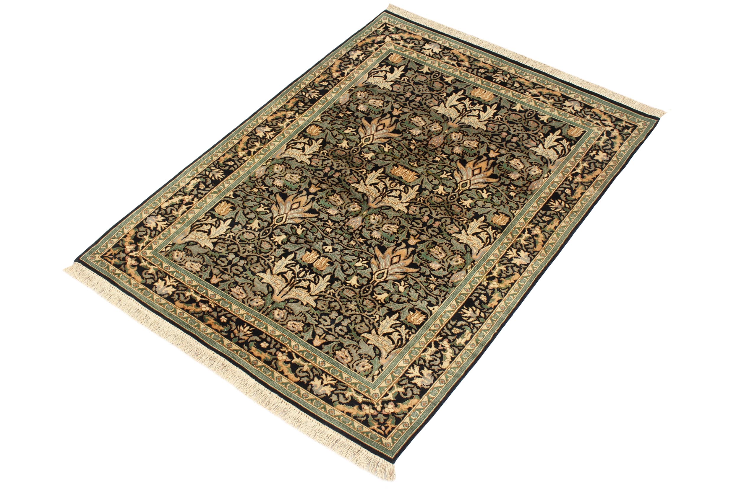 handmade Transitional Snakehead Black Green Hand Knotted RECTANGLE 100% WOOL area rug 4x6