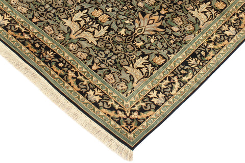handmade Transitional Snakehead Black Green Hand Knotted RECTANGLE 100% WOOL area rug 4x6