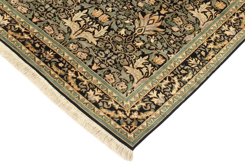 handmade Transitional Snakehead Black Green Hand Knotted RECTANGLE 100% WOOL area rug 4x6