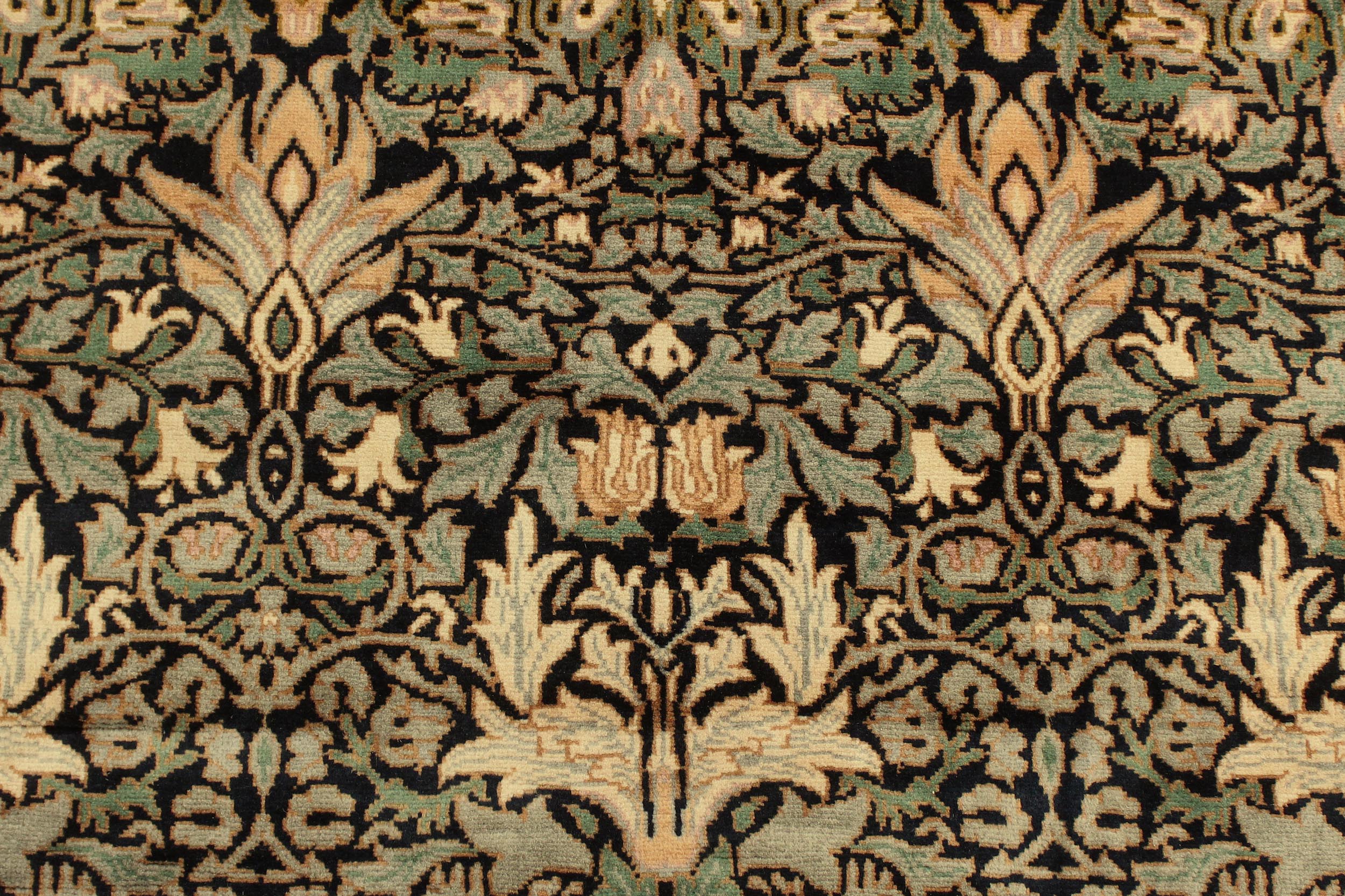 handmade Transitional Snakehead Black Green Hand Knotted RECTANGLE 100% WOOL area rug 4x6