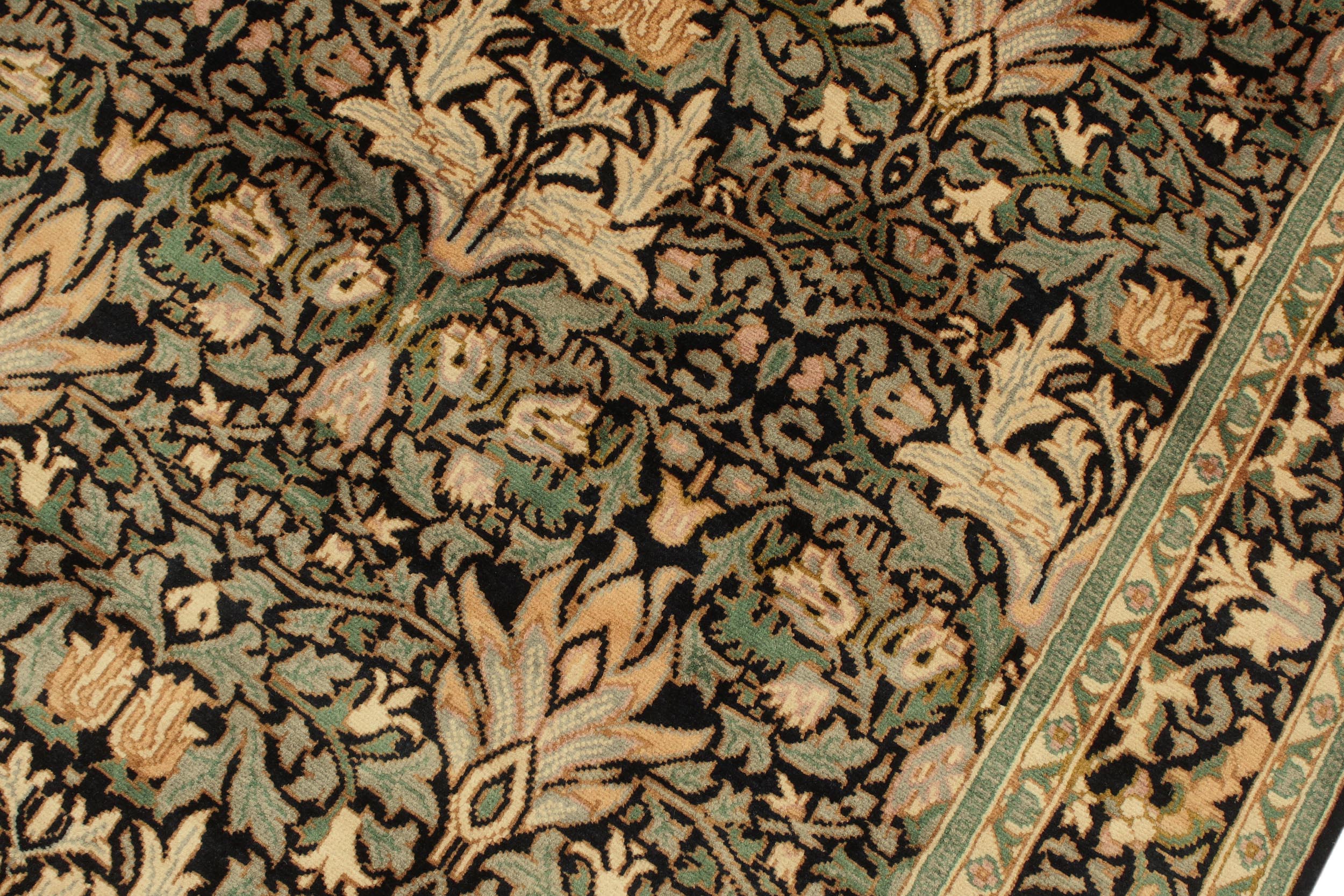 handmade Transitional Snakehead Black Green Hand Knotted RECTANGLE 100% WOOL area rug 4x6