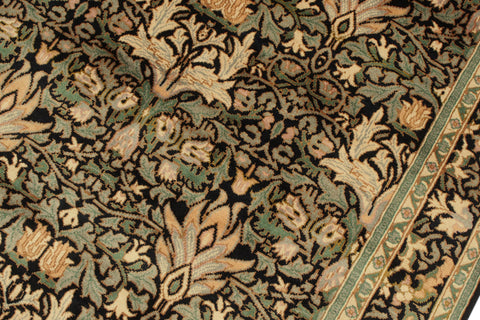 handmade Transitional Snakehead Black Green Hand Knotted RECTANGLE 100% WOOL area rug 4x6