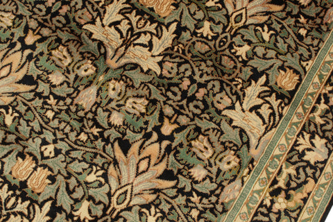 handmade Transitional Snakehead Black Green Hand Knotted RECTANGLE 100% WOOL area rug 4x6