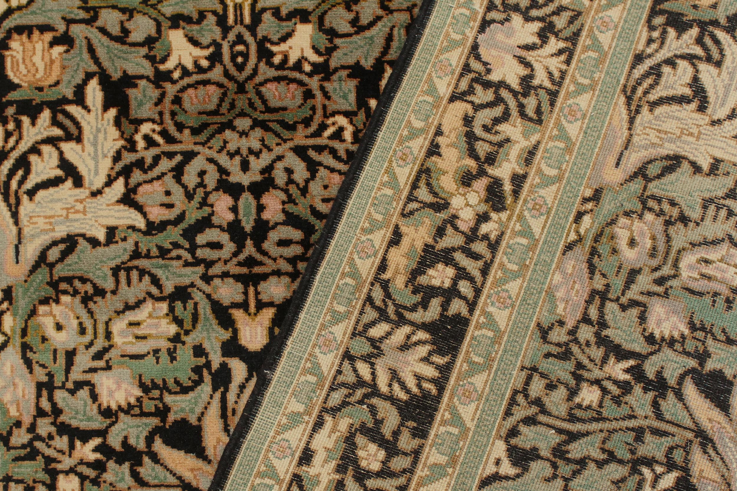 handmade Transitional Snakehead Black Green Hand Knotted RECTANGLE 100% WOOL area rug 4x6