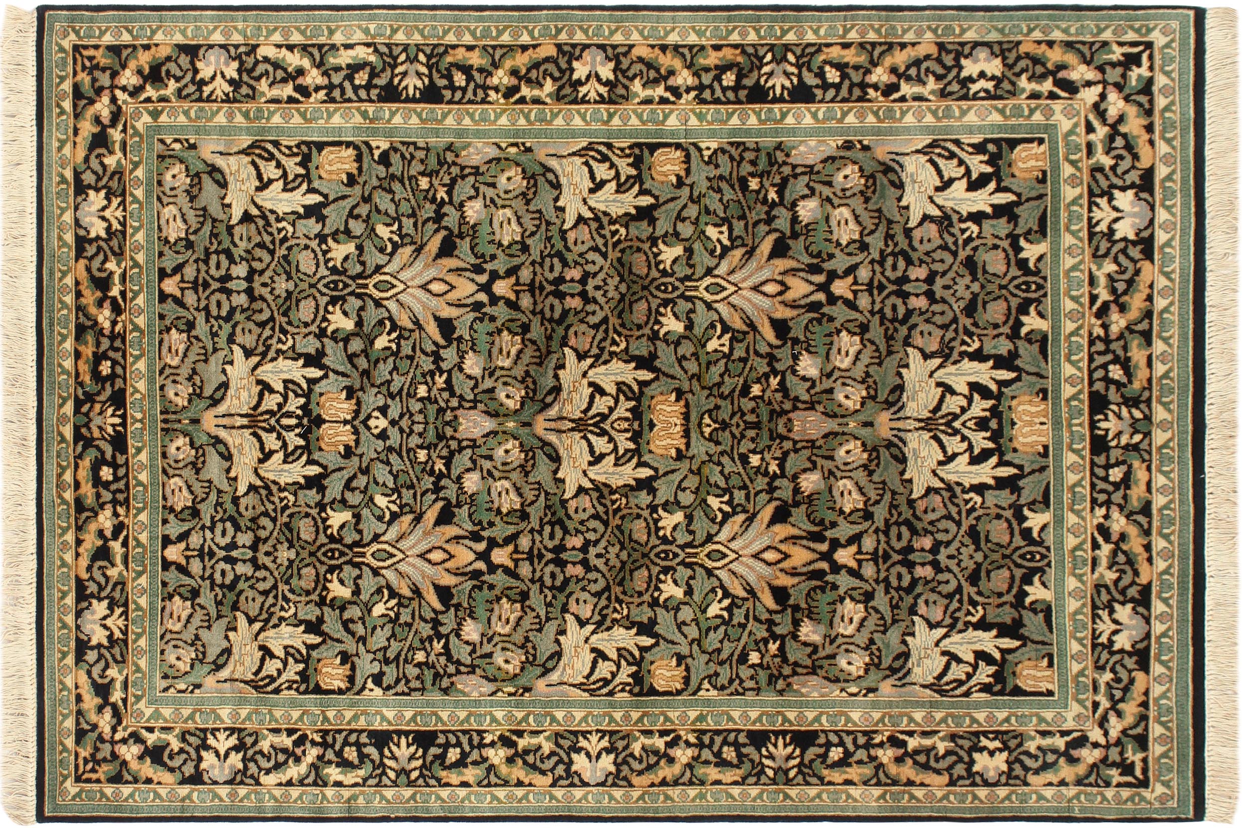 handmade Transitional Snakehead Black Green Hand Knotted RECTANGLE 100% WOOL area rug 4x6