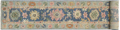 handmade Traditional Oushak Blue Beige Hand Knotted RUNNER 100% WOOL area rug 3 x 19