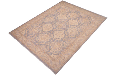 handmade Transitional Kafkaz Blue Tan Hand Knotted RECTANGLE 100% WOOL area rug 10' x 14'