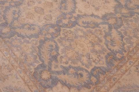 handmade Transitional Kafkaz Blue Tan Hand Knotted RECTANGLE 100% WOOL area rug 10' x 14'