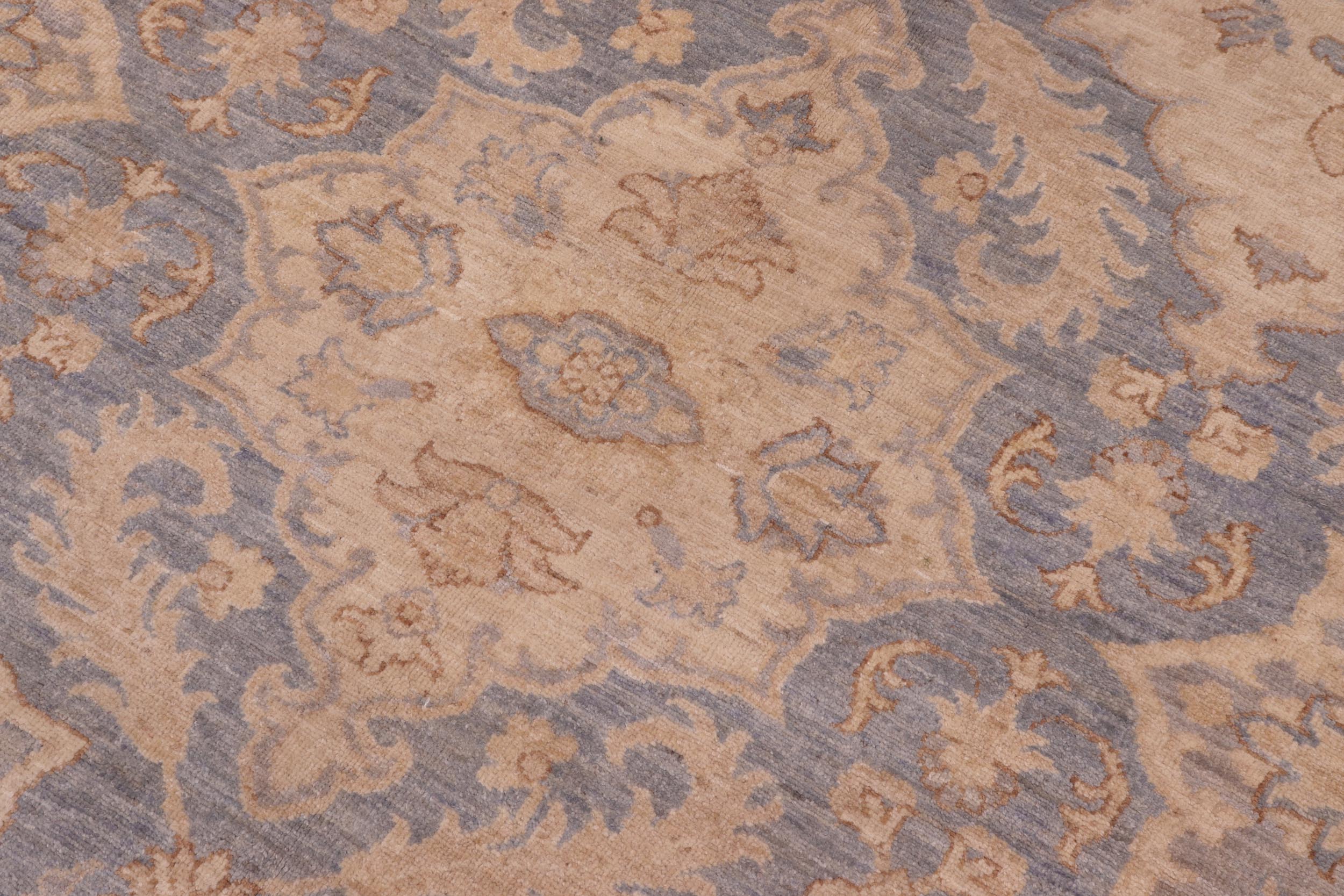 handmade Transitional Kafkaz Blue Tan Hand Knotted RECTANGLE 100% WOOL area rug 10' x 14'