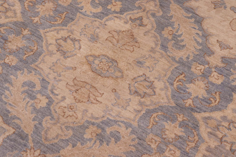 handmade Transitional Kafkaz Blue Tan Hand Knotted RECTANGLE 100% WOOL area rug 10' x 14'