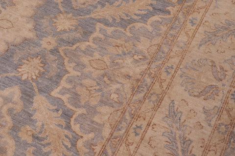 handmade Transitional Kafkaz Blue Tan Hand Knotted RECTANGLE 100% WOOL area rug 10' x 14'