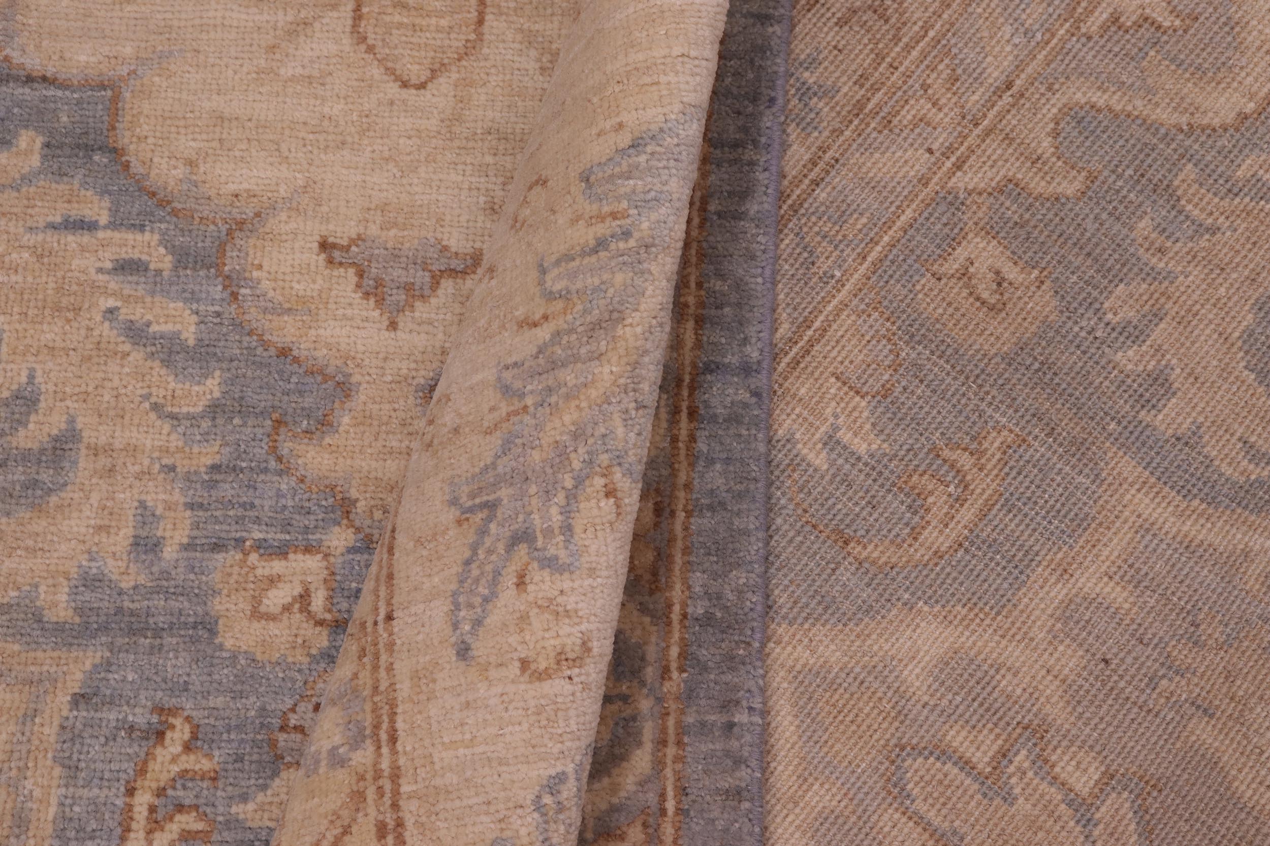 handmade Transitional Kafkaz Blue Tan Hand Knotted RECTANGLE 100% WOOL area rug 10' x 14'