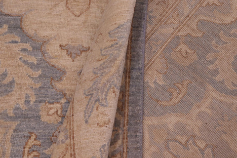 handmade Transitional Kafkaz Blue Tan Hand Knotted RECTANGLE 100% WOOL area rug 10' x 14'