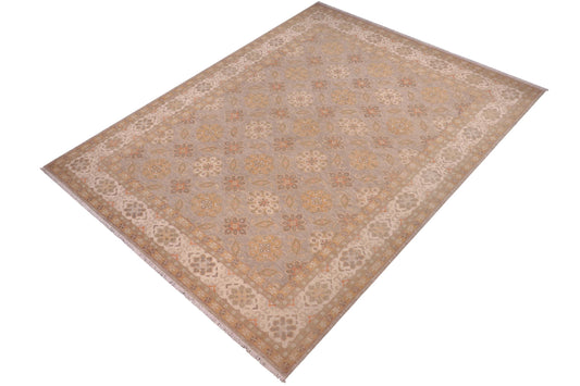 handmade Transitional Kafkaz Gray Beige Hand Knotted RECTANGLE 100% WOOL area rug 10' x 14'