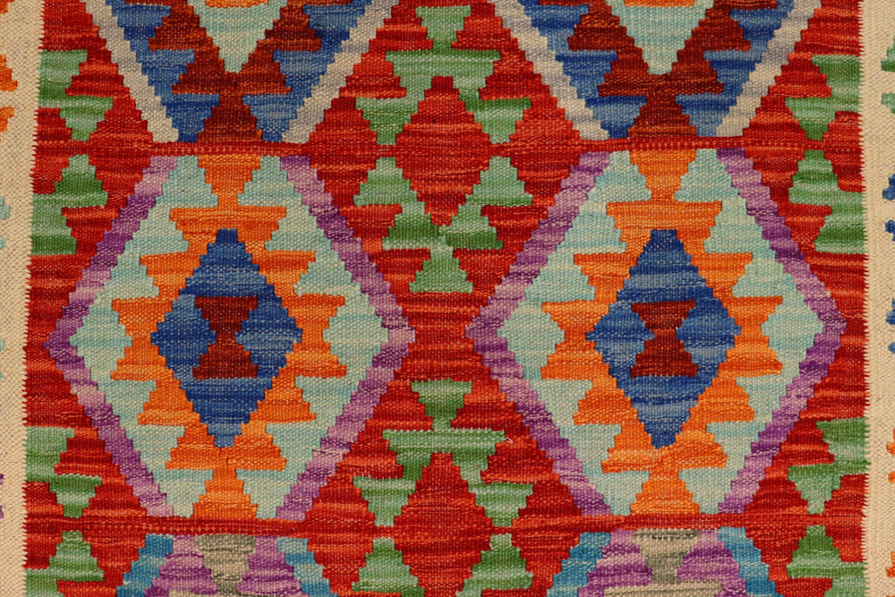 handmade Geometric Kilim Rust Beige Hand-Woven RECTANGLE 100% WOOL area rug 3 x 5