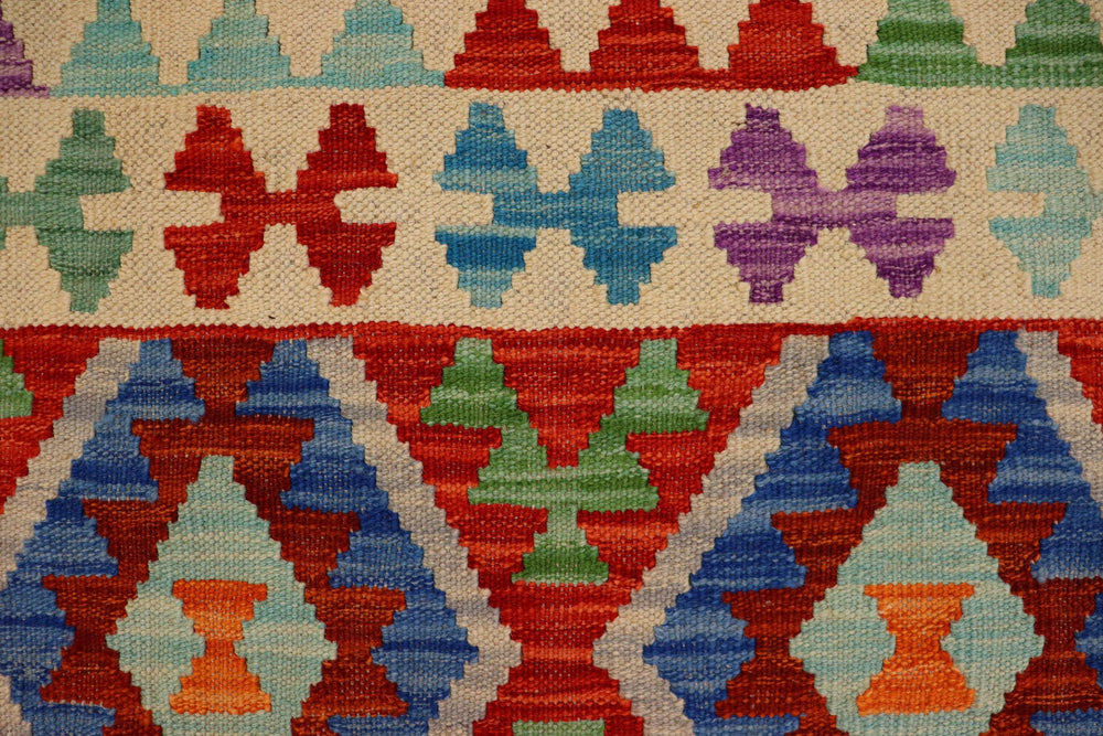 handmade Geometric Kilim Rust Beige Hand-Woven RECTANGLE 100% WOOL area rug 3 x 5